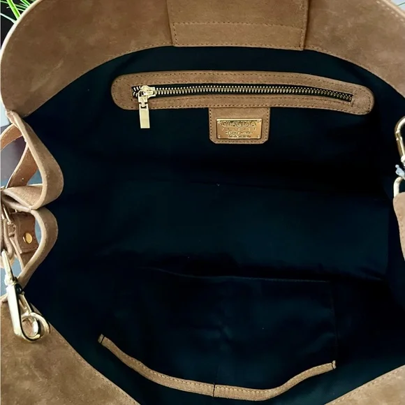 CLAUDIA FIRENZE Golden Italian Suede Satchel - Picture 7 of 10